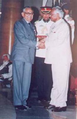 His Excellency President of India K. R. Narayan bestowed Dr. J. B. Banerji with Padamshri 2002